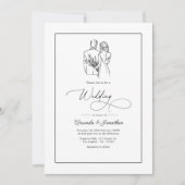 Classic Minimalist Black and White Wedding Einladung (Vorderseite)