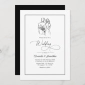 Classic Minimalist Black and White Wedding Einladung (Vorne/Hinten)