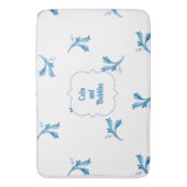 Classic Minimalist Blue Tile Leaf Ornaments Badematte (Vorderseite Vertikal)