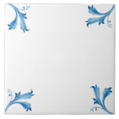 Classic Minimalist Blue Tile Leaf Ornaments  Fliese (Vorderseite)