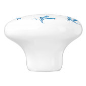 Classic Minimalist Blue Tile Leaf Ornaments Keramikknauf (Seitenansicht)