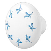 Classic Minimalist Blue Tile Leaf Ornaments Keramikknauf (Rechts)