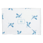 Classic Minimalist Blue Tile Leaf Ornaments Kissenbezug (Vorderseite-Links)