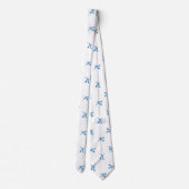 Classic Minimalist Blue Tile Leaf Ornaments Krawatte (Rückseite)