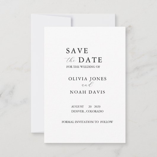 CLASSIC MINIMALIST ELEGANT SAVE THE DATE (Vorderseite)