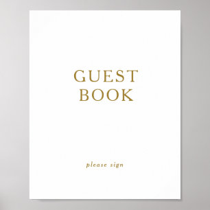 Classic Minimalist Gold Guest Book Sign Poster