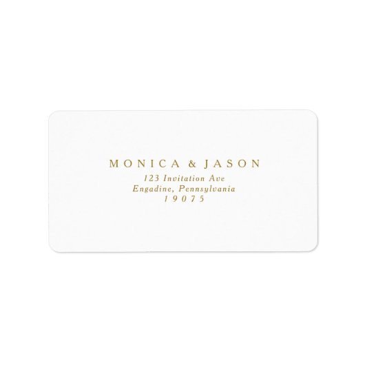 Classic Minimalist Gold Wedding SVP Address Adressaufkleber (Vorne)