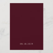 Classic Minimalist Monogram Burgundy and Ivory Einladung (Rückseite)