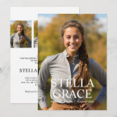 Classic Minimalist Photo Graduation Ankündigung (Vorne/Hinten)