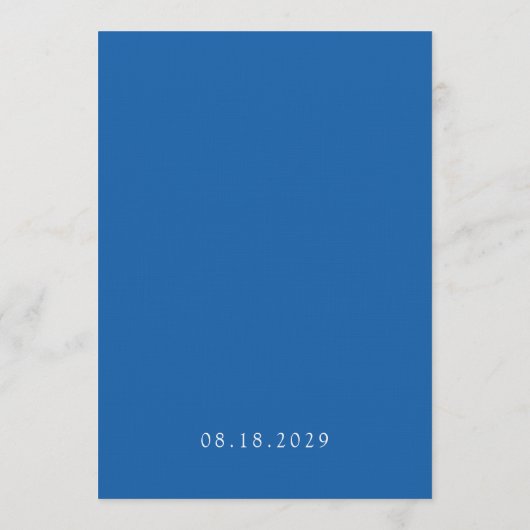 Classic Minimalist Something Blue and White Einladung (Rückseite)