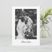 Classic Minimalistic Script Wedding Photo Dankeskarte (Stehend Vorderseite)