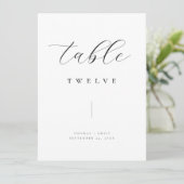 Classic Minimalistisch Black Wedding Tischnummer (Stehend Vorderseite)