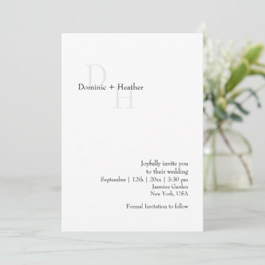 CLASSIC Minimalistisch Elegance Wedding Einladung (Stehend Vorderseite)