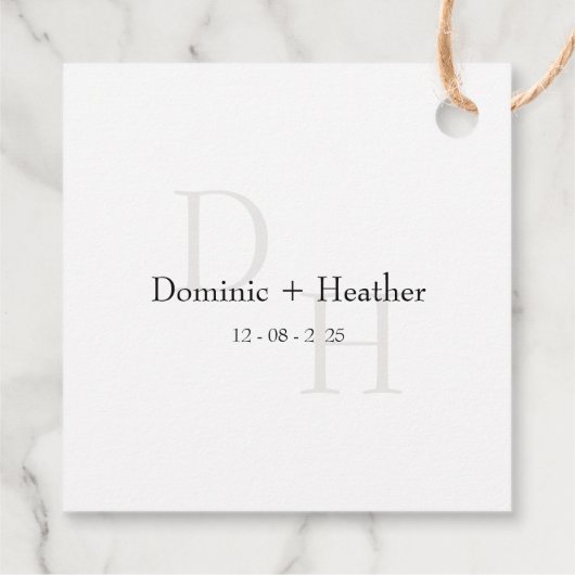 CLASSIC Minimalistisch Elegance Wedding Geschenkanhänger (Rückseite)