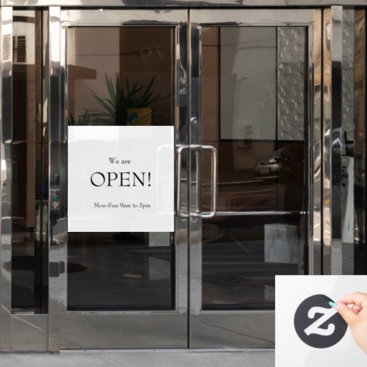 CLASSIC Minimalistisch Elegante Wir sind offen Fensteraufkleber (Büro Tür)