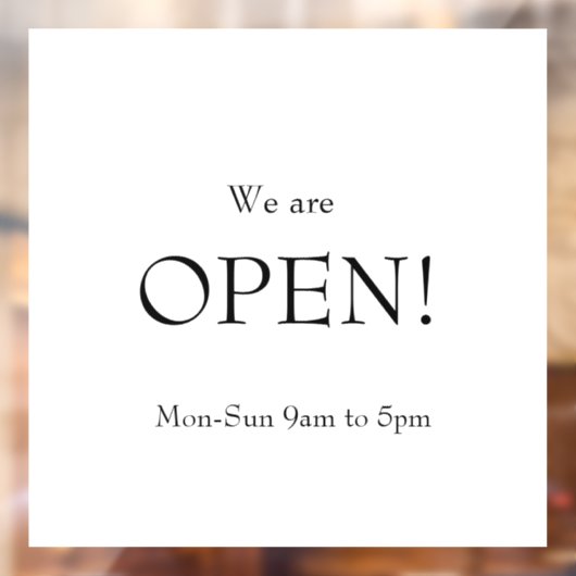 CLASSIC Minimalistisch Elegante Wir sind offen Fensteraufkleber (Blatt 2)