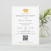 Classic Minimalistisch Gold QR Code Graduation Par Einladung (Stehend Vorderseite)
