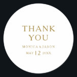 Classic Minimalistisch Gold Vielen Dank für Ihr In Runder Aufkleber<br><div class="desc">Dieses klassisch minimalistische Gold danke Ihnen Gastgeschenk Hochzeit Aufkleber ist ideal für eine einfache und elegante Hochzeit. Die Vintage Typografie verleiht ihr eine klassische formale Touch. Behalt es so,  wie es ist,  oder wähle es aus,  um es mit Kunstwerken oder Grafiken deiner Wahl zu personalisieren.</div>