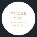 Classic Minimalistisch Gold Vielen Dank für Ihr In Runder Aufkleber<br><div class="desc">Dieses klassisch minimalistische Gold danke Ihnen Gastgeschenk Hochzeit Aufkleber ist ideal für eine einfache und elegante Hochzeit. Die Vintage Typografie verleiht ihr eine klassische formale Touch. Behalt es so,  wie es ist,  oder wähle es aus,  um es mit Kunstwerken oder Grafiken deiner Wahl zu personalisieren.</div>