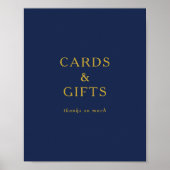 Classic Minimalistisch Navy Blue Gold Cards und Ge Poster (Vorne)