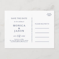 Classic Minimalistisch Navy Blue Silver Save the D