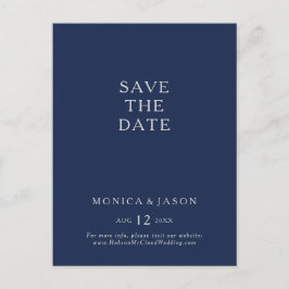 Classic Minimalistisch Navy Blue Silver Save the D Einladungspostkarte