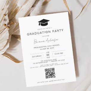 Classic Minimalistisch QR Code Graduation Party Einladung
