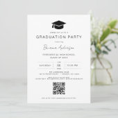 Classic Minimalistisch QR Code Graduation Party Einladung (Stehend Vorderseite)
