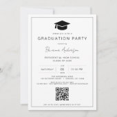 Classic Minimalistisch QR Code Graduation Party Einladung (Vorderseite)