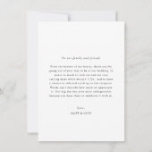 Classic Minimalistisch Wedding Foto Dankeschön Car Dankeskarte (Rückseite)