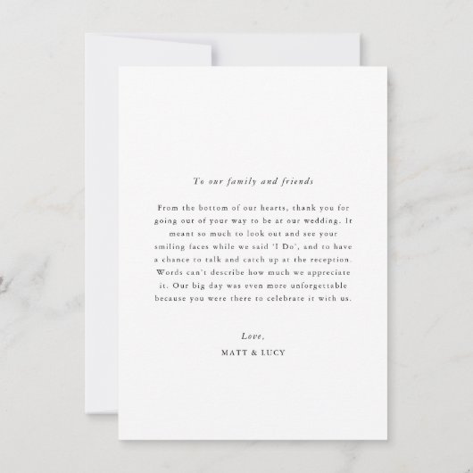 Classic Minimalistisch Wedding Foto Dankeschön Car Dankeskarte (Rückseite)