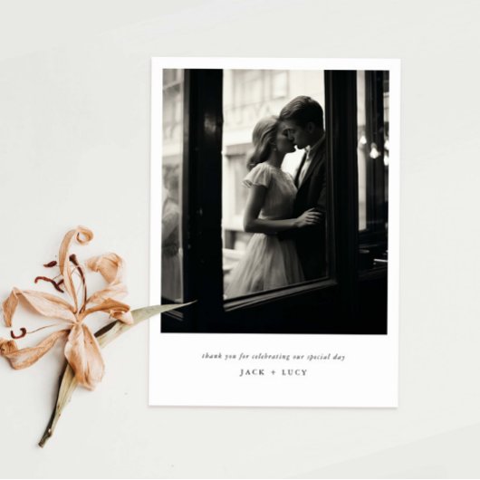 Classic Minimalistisch Wedding Foto Dankeschön Car Dankeskarte