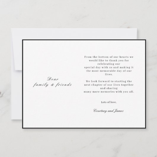 Classic Minimalistisch Wedding Foto Dankeschön Car Dankeskarte (Rückseite)