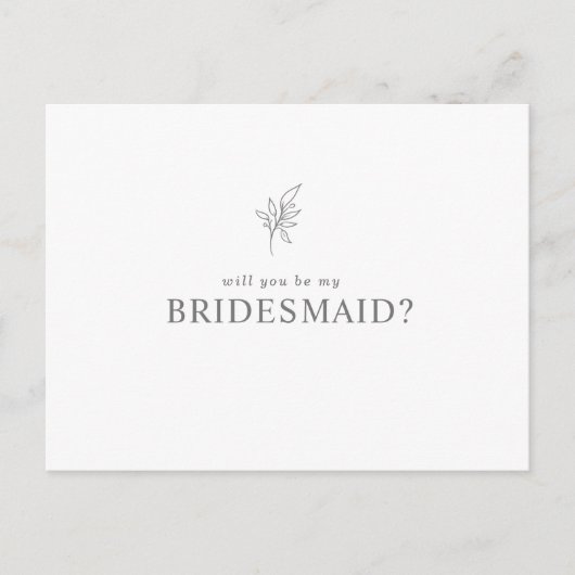 Classic Minimalistisch Werden Sie meine Bridesmaid Einladungspostkarte (Vorderseite)