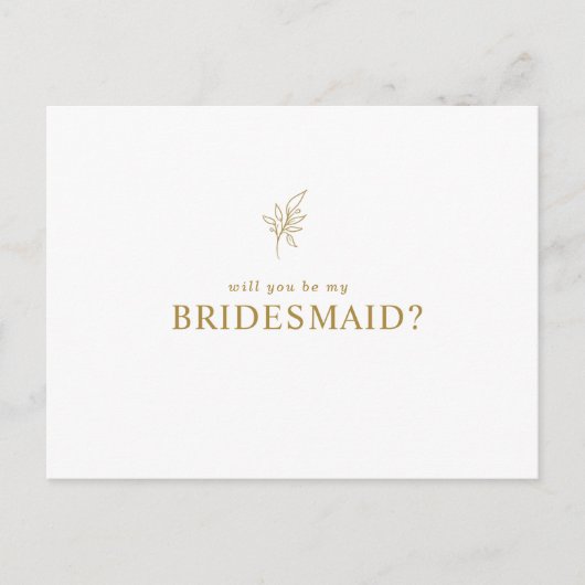 Classic Minimalistisch Werden Sie meine Bridesmaid Einladungspostkarte (Vorderseite)