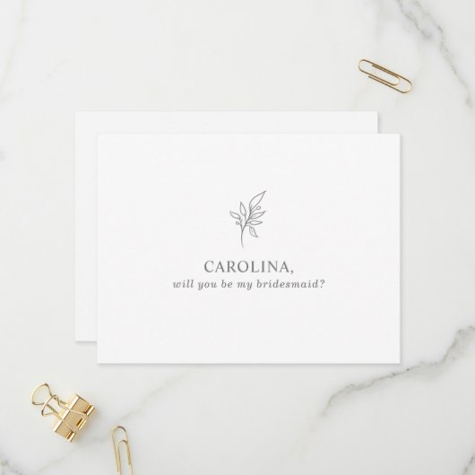 Classic Minimalistisch Werden Sie meine Bridesmaid Einladungspostkarte (Vorderseite/Rückseite Beispiel)