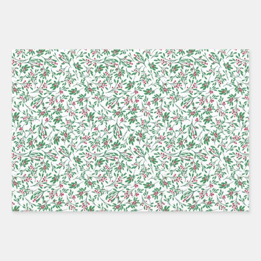Classic Mistletoe- Holiday Wrapping Paper Sheets Geschenkpapier Set (Vorderseite)
