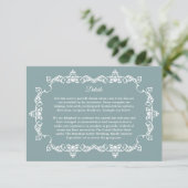 Classic Misty Sage Blue Ornately Framed Wedding Begleitkarte (Stehend Vorderseite)