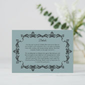 Classic Misty Sage Blue Ornately Framed Wedding Begleitkarte (Stehend Vorderseite)