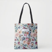 Classic mit dem Namen Dusty Green Blue Pink Floral Tasche (Vorderseite)