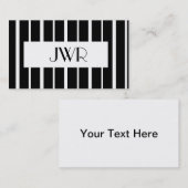 Classic Mit Monogramm ~ Schwarz-Weiß Pinstripe Visitenkarte (Vorne/Hinten)