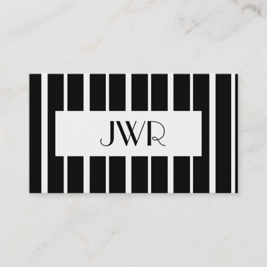 Classic Mit Monogramm ~ Schwarz-Weiß Pinstripe Visitenkarte (Vorderseite)