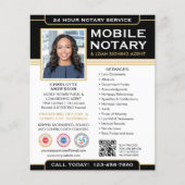 Classic Mobile Notary Public QR Code Black Gold Flyer (Vorne)