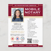 Classic Mobile Notary Public QR Code Burgundy Flyer (Vorne)