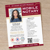 Classic Mobile Notary Public QR Code Burgundy Flyer