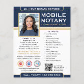 Classic Mobile Notary Public QR Code Navy Blue Flyer (Vorne)