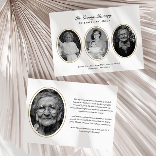 Classic Modern 4-Photo Printed/Downloadable Death Ankündigung