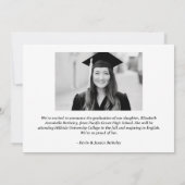 Classic Modern Abschluss Foto Announcement Cards Einladung (Rückseite)