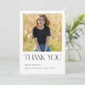 Classic Modern Abschluss Foto Dankeskarte (Stehend Vorderseite)
