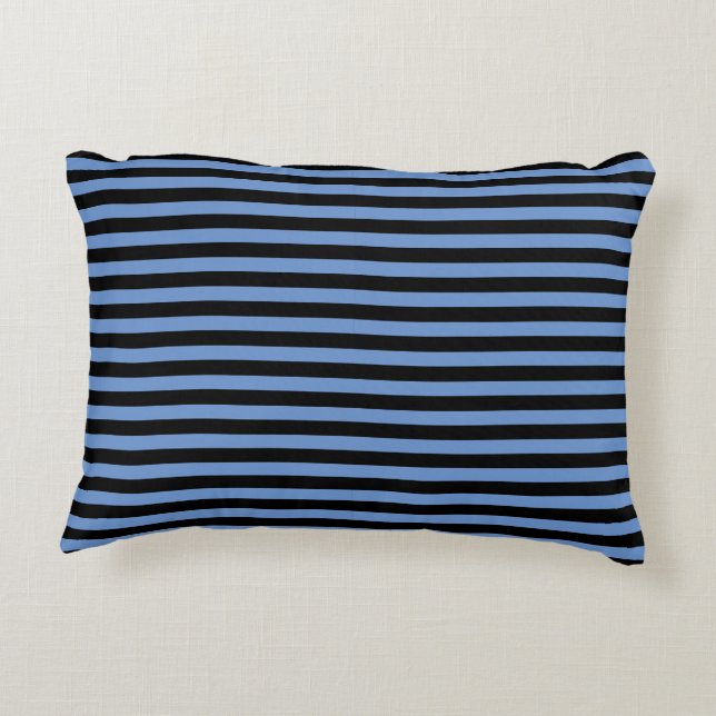 Classic Modern Black and Blue Striping Dekokissen (Rückseite)